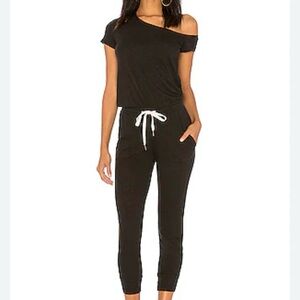 n:PHILANTHROPY Black One-Shoulder Jumpsuit with Drawstring Waist